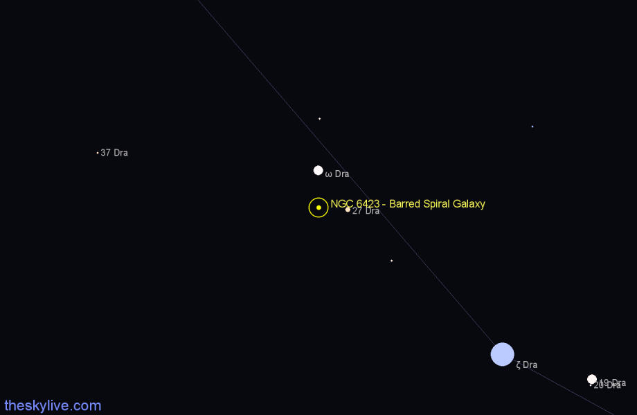 Finder chart NGC 6423 - Barred Spiral Galaxy in Draco star