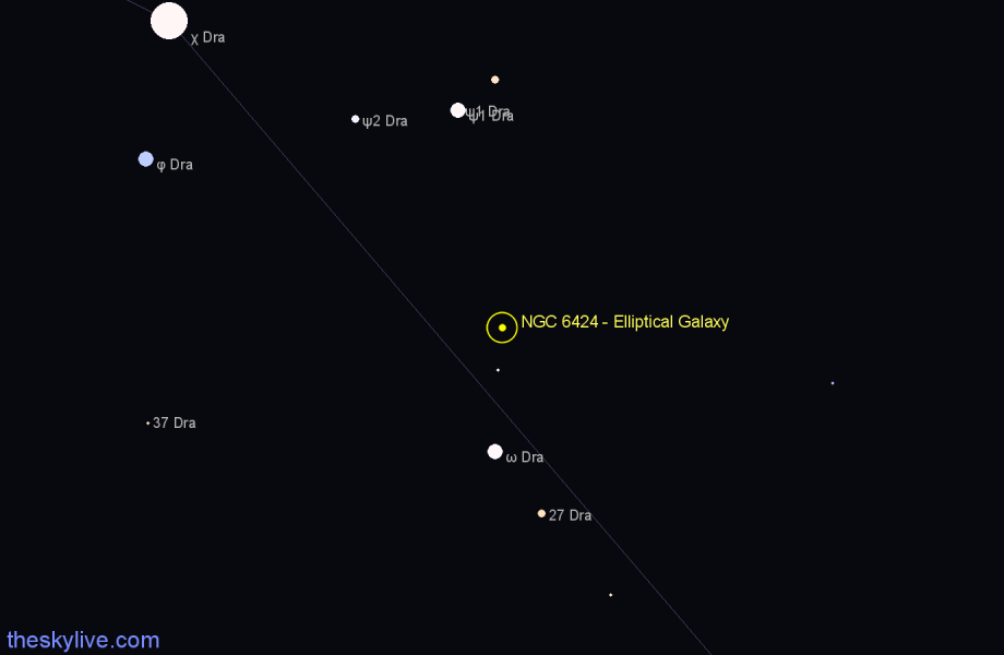 Finder chart NGC 6424 - Elliptical Galaxy in Draco star