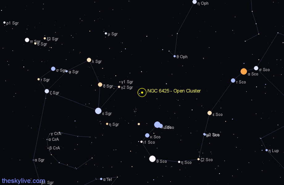 Finder chart NGC 6425 - Open Cluster in Scorpius star