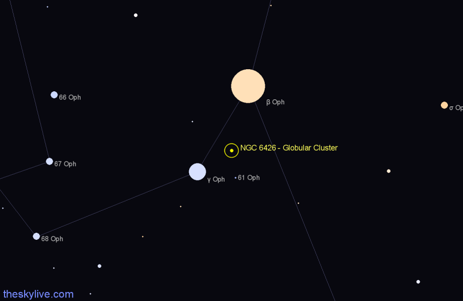 Finder chart NGC 6426 - Globular Cluster in Ophiuchus star