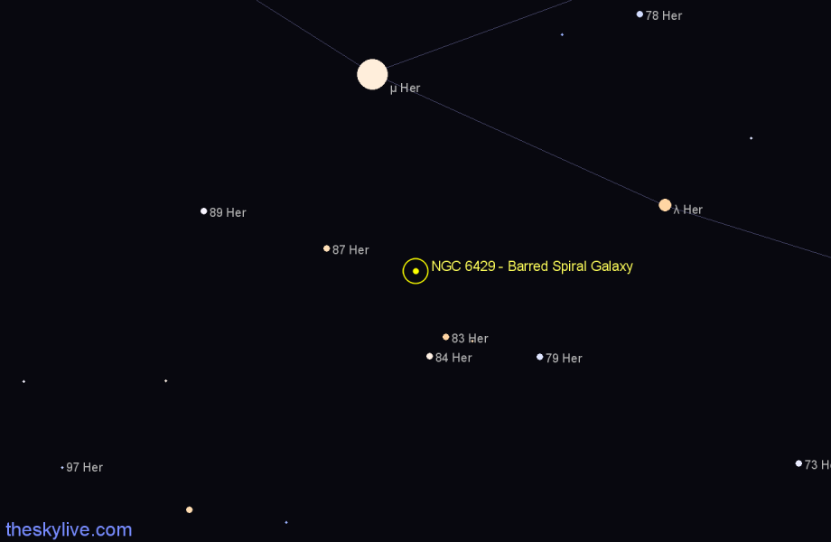 Finder chart NGC 6429 - Barred Spiral Galaxy in Hercules star