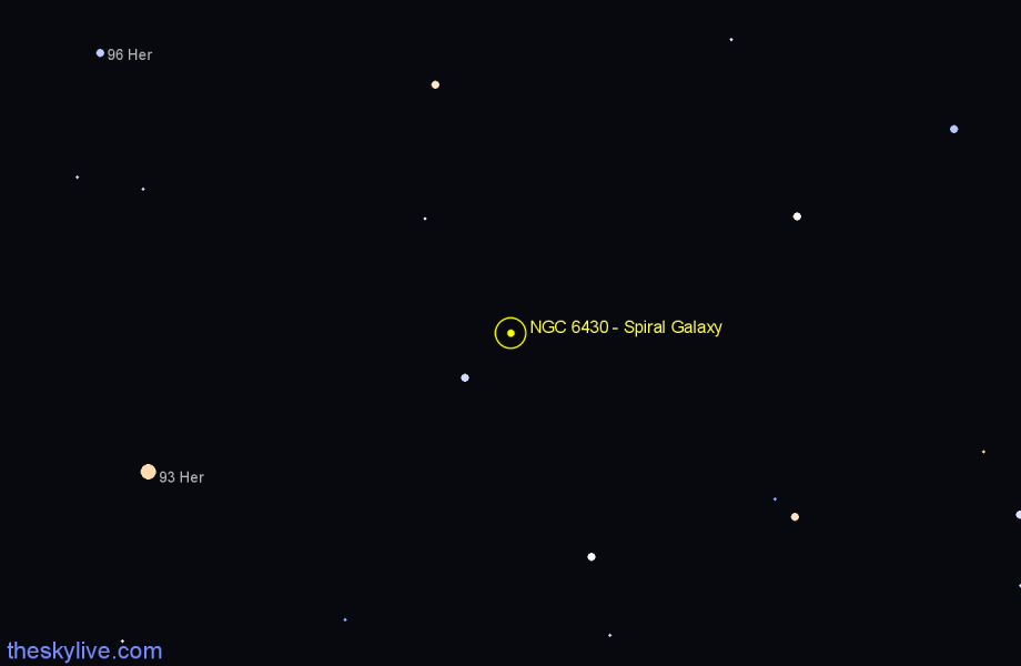 Finder chart NGC 6430 - Spiral Galaxy in Hercules star