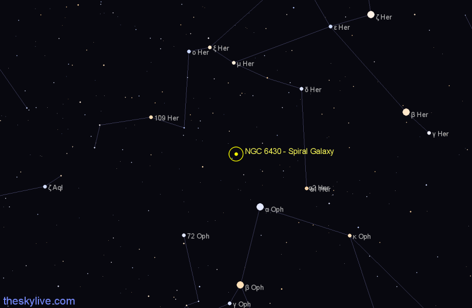 Finder chart NGC 6430 - Spiral Galaxy in Hercules star