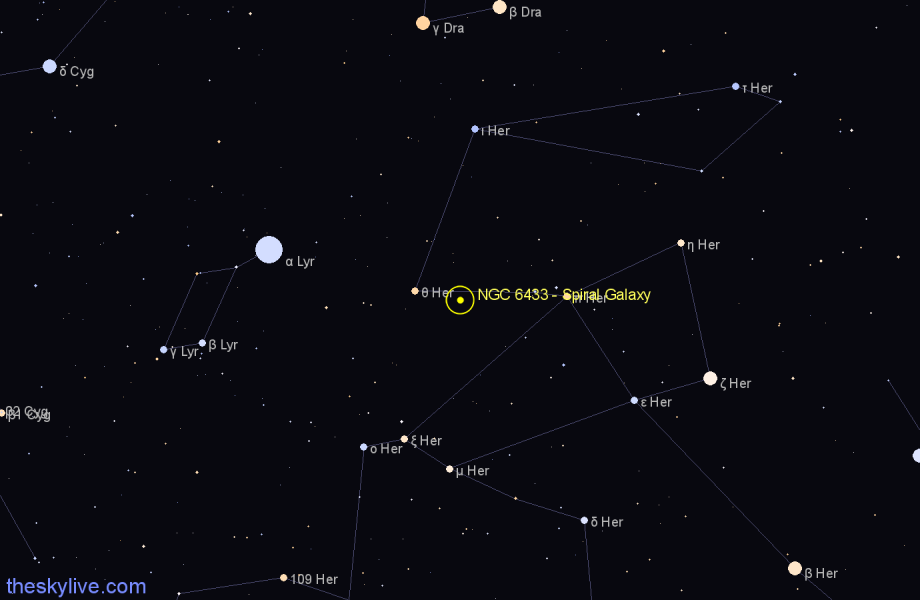 NGC 6433 - Spiral Galaxy in Hercules | TheSkyLive.com