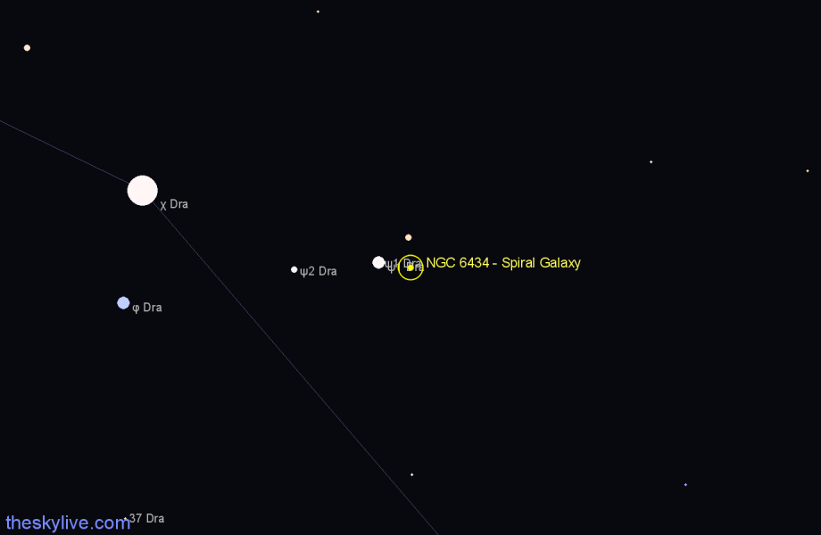 Finder chart NGC 6434 - Spiral Galaxy in Draco star