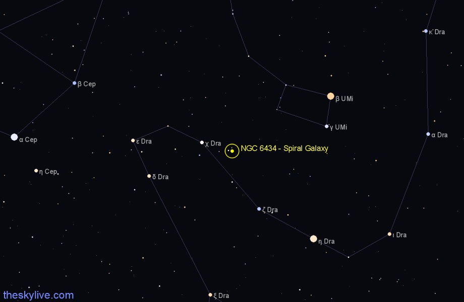 Finder chart NGC 6434 - Spiral Galaxy in Draco star