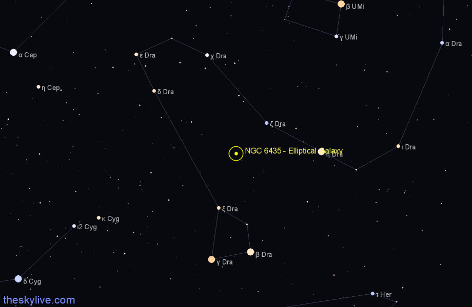 Finder chart NGC 6435 - Elliptical Galaxy in Draco star