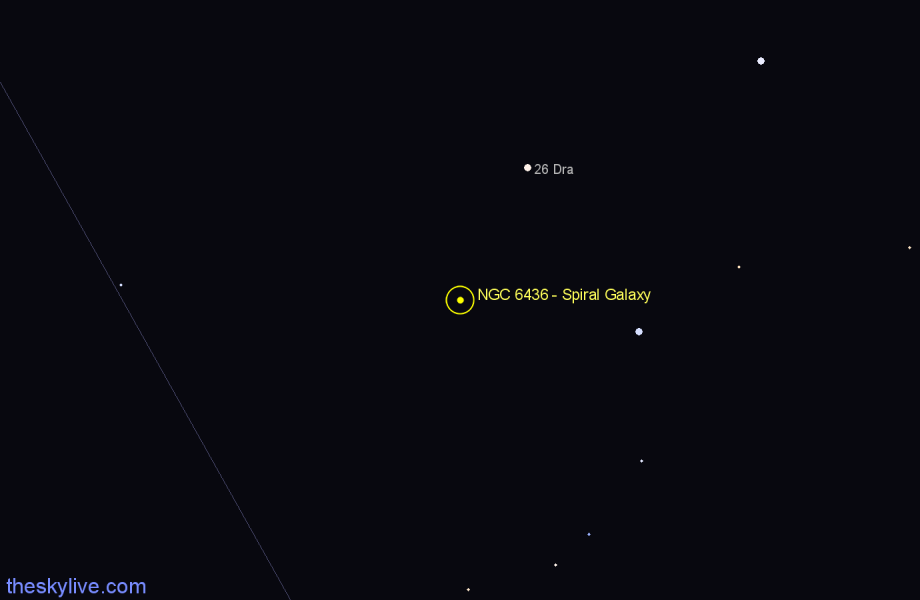 Finder chart NGC 6436 - Spiral Galaxy in Draco star