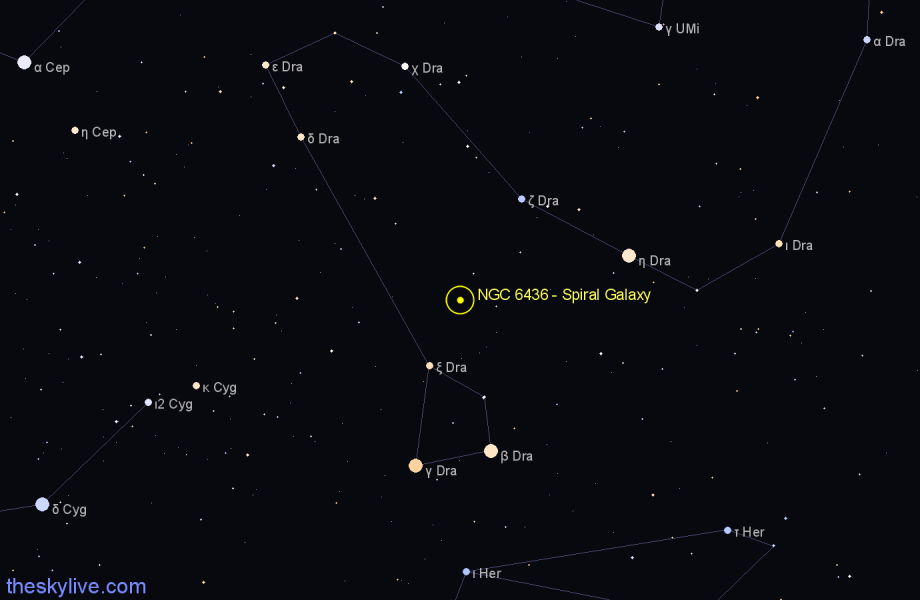 Finder chart NGC 6436 - Spiral Galaxy in Draco star