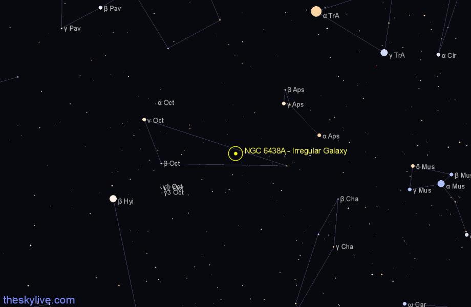 Finder chart NGC 6438A - Irregular Galaxy in Octans star