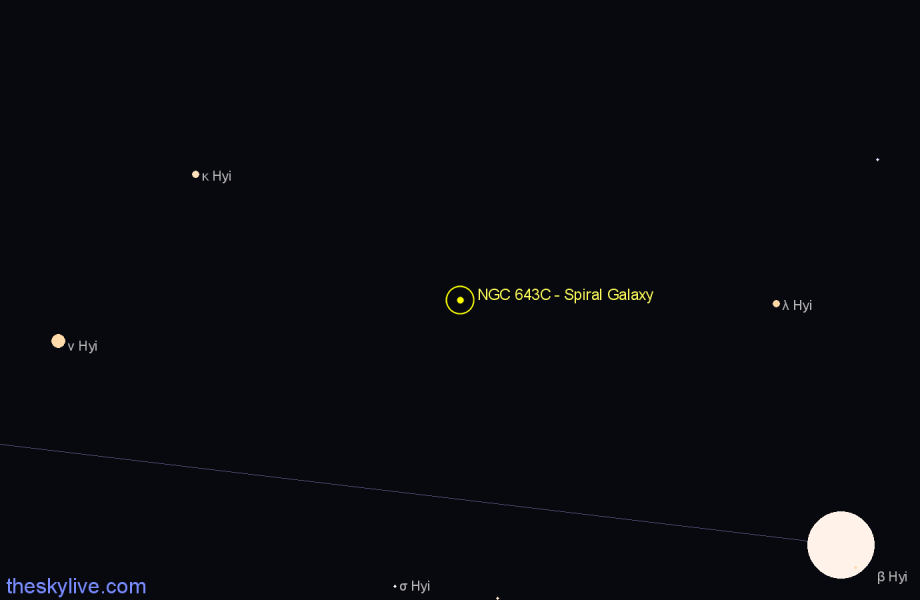 Finder chart NGC 643C - Spiral Galaxy in Hydrus star