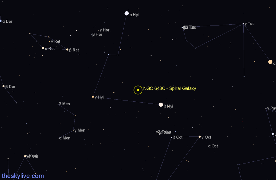 Finder chart NGC 643C - Spiral Galaxy in Hydrus star