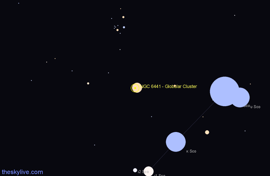 Finder chart NGC 6441 - Globular Cluster in Scorpius star