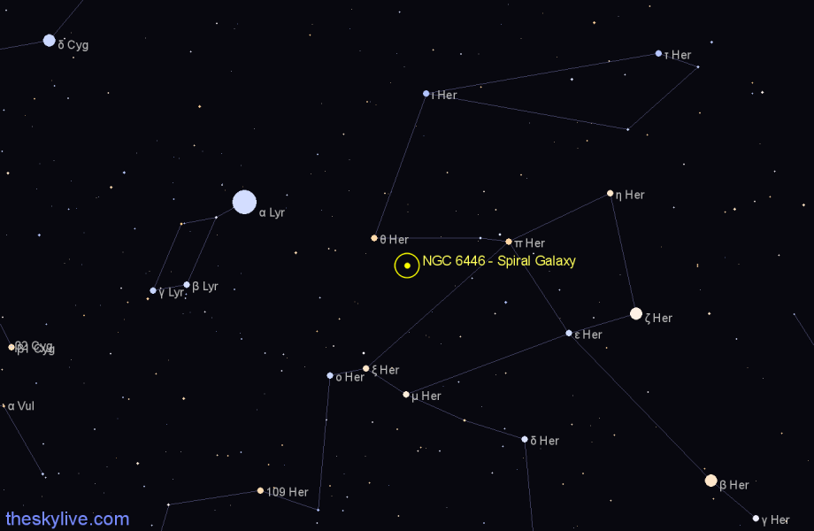 Finder chart NGC 6446 - Spiral Galaxy in Hercules star