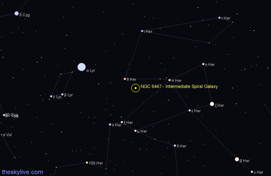 Finder chart NGC 6447 - Intermediate Spiral Galaxy in Hercules star