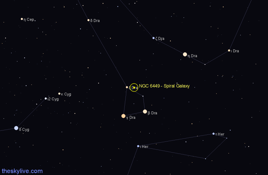 Finder chart NGC 6449 - Spiral Galaxy in Draco star