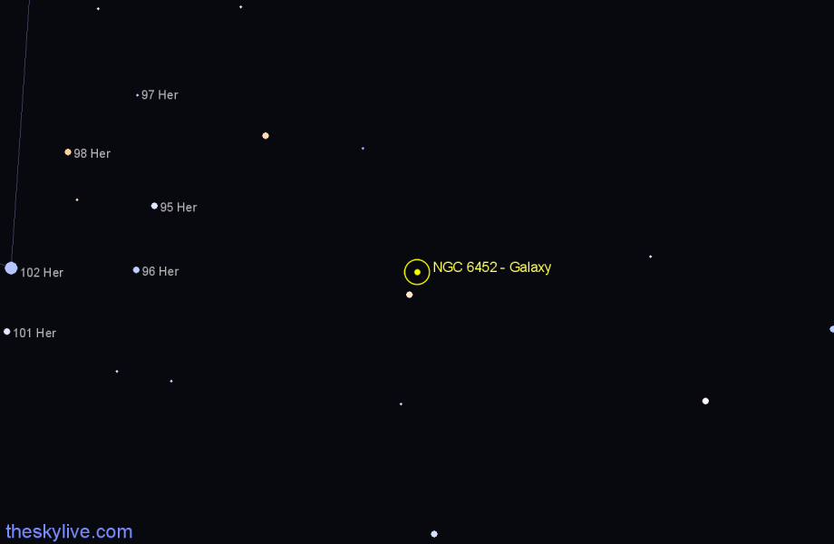 Finder chart NGC 6452 - Galaxy in Hercules star