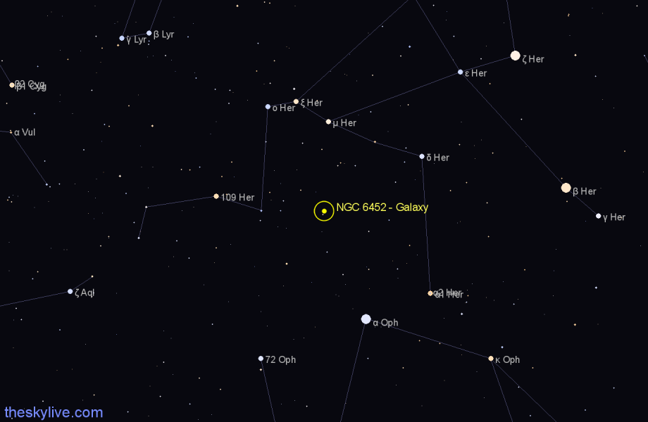 Finder chart NGC 6452 - Galaxy in Hercules star