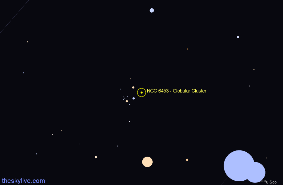 Finder chart NGC 6453 - Globular Cluster in Scorpius star