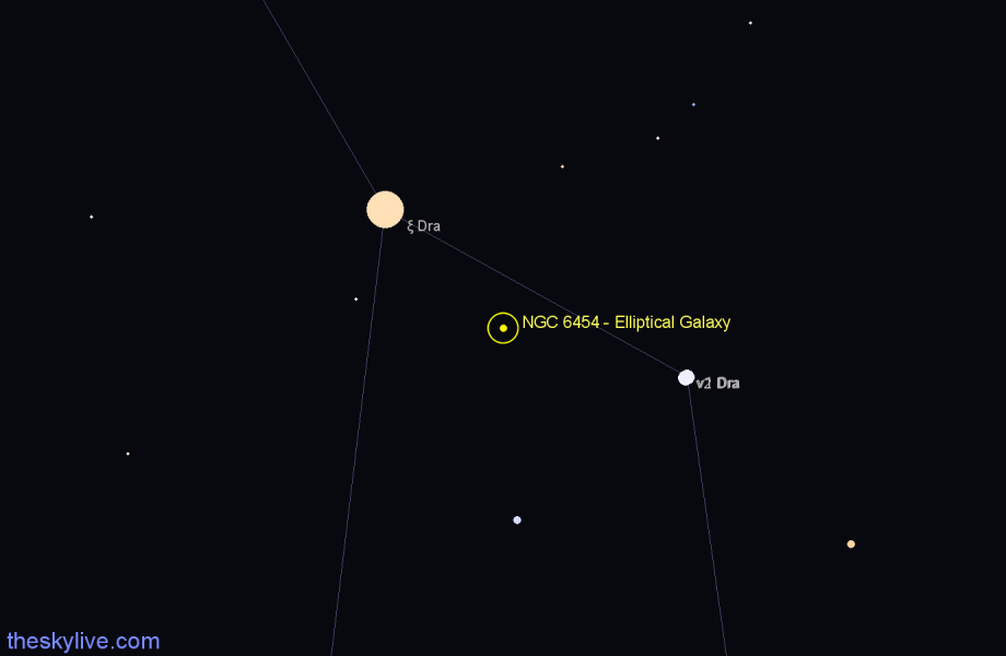 Finder chart NGC 6454 - Elliptical Galaxy in Draco star
