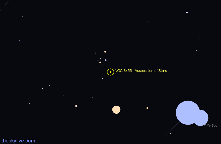 Finder chart NGC 6455 - Association of Stars in Scorpius star