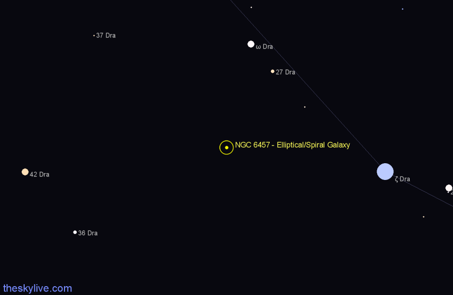 Finder chart NGC 6457 - Elliptical/Spiral Galaxy in Draco star