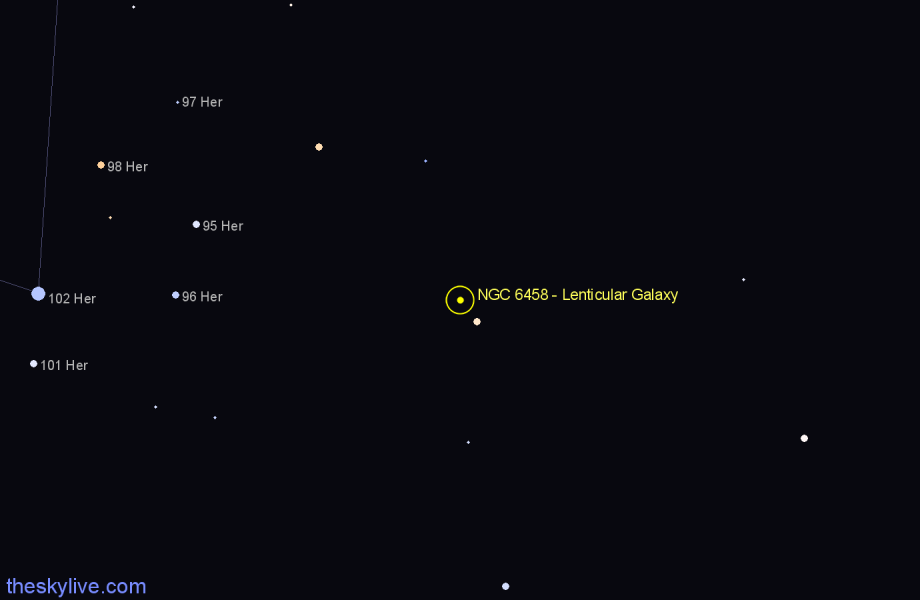 Finder chart NGC 6458 - Lenticular Galaxy in Hercules star