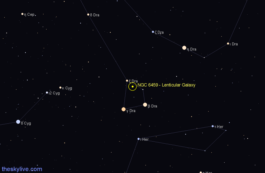 Finder chart NGC 6459 - Lenticular Galaxy in Draco star