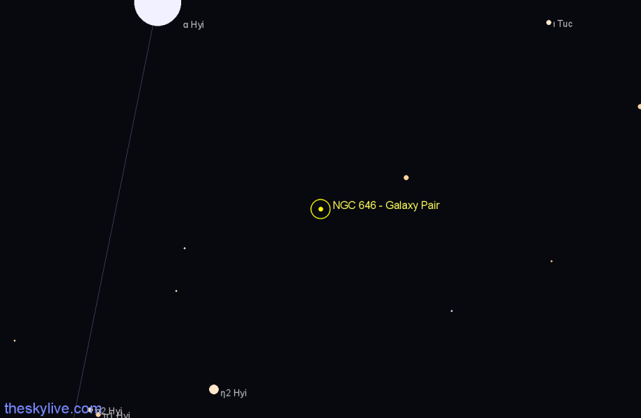 Finder chart NGC 646 - Galaxy Pair in Hydrus star