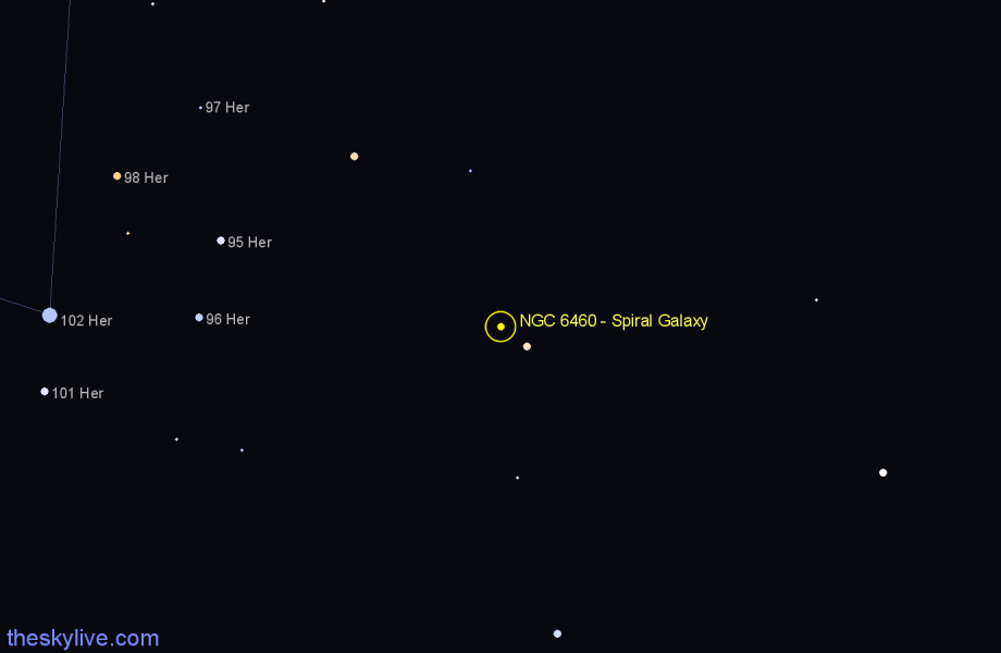 Finder chart NGC 6460 - Spiral Galaxy in Hercules star