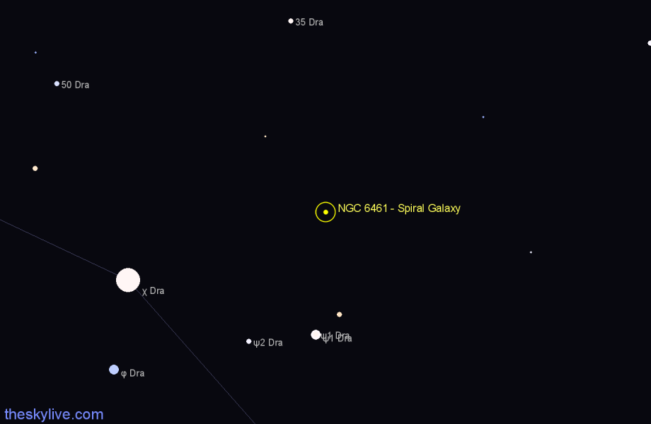 Finder chart NGC 6461 - Spiral Galaxy in Draco star