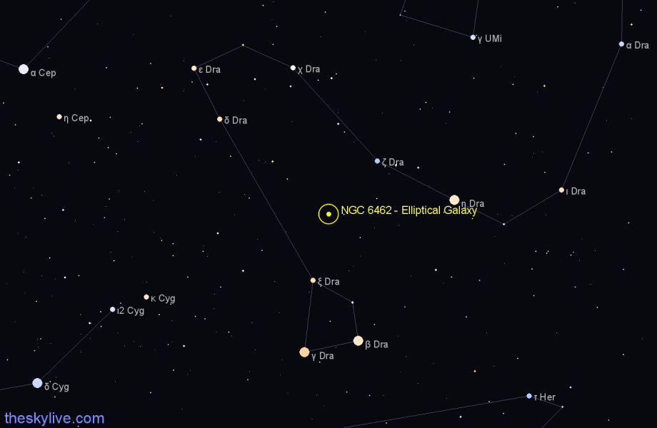 Finder chart NGC 6462 - Elliptical Galaxy in Draco star