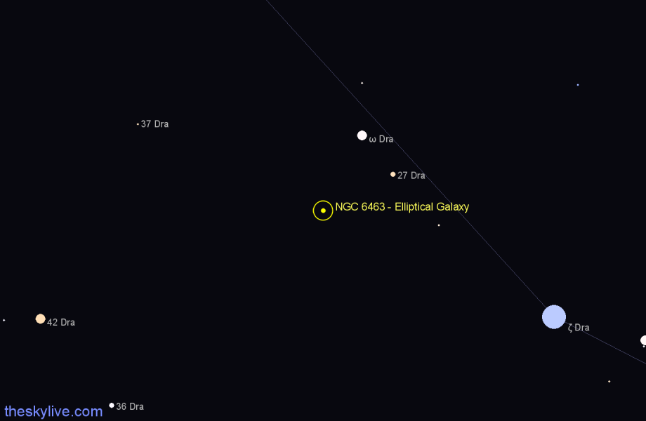 Finder chart NGC 6463 - Elliptical Galaxy in Draco star