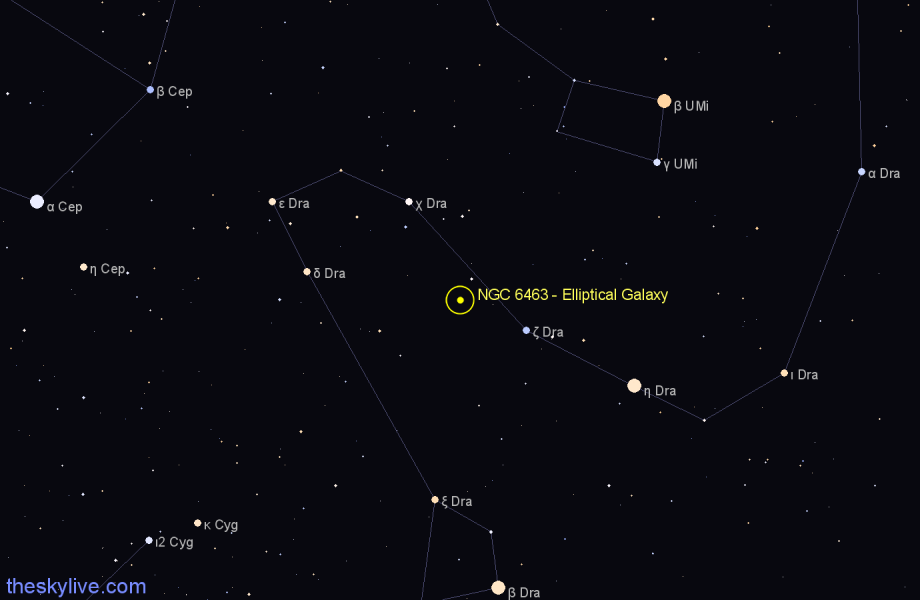 Finder chart NGC 6463 - Elliptical Galaxy in Draco star