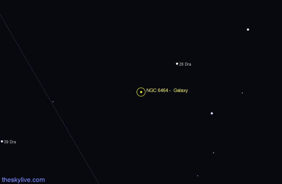 Finder chart NGC 6464 -  Galaxy in Draco star