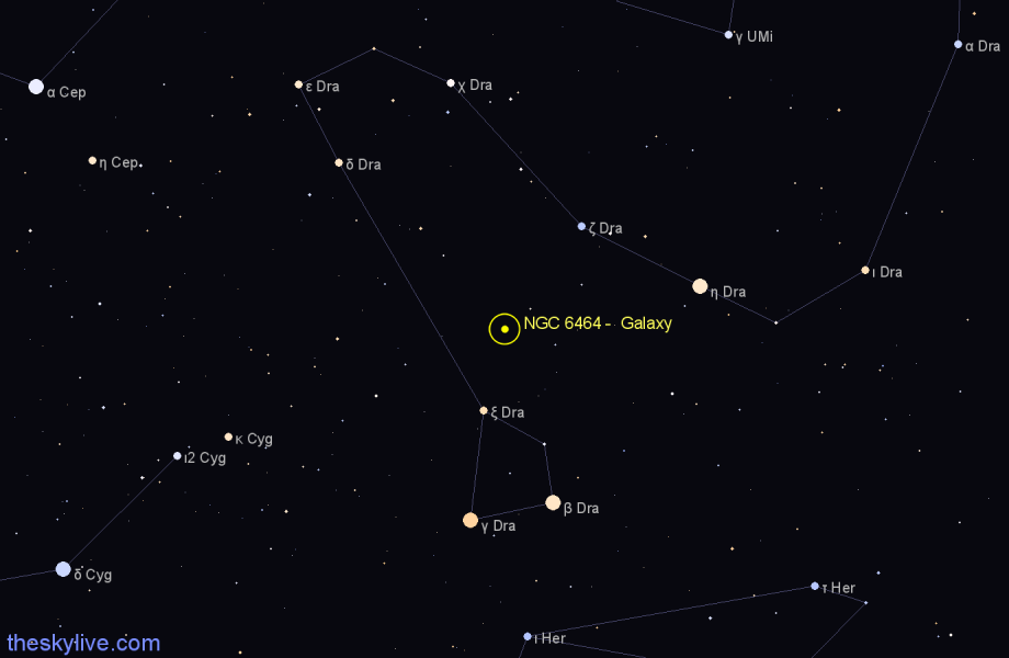 Finder chart NGC 6464 - Galaxy in Draco star