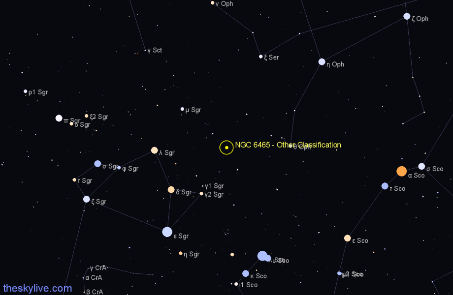 Finder chart NGC 6465 - Other Classification in Sagittarius star