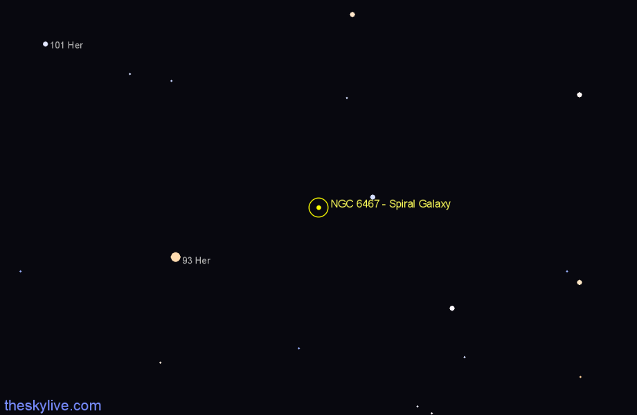 Finder chart NGC 6467 - Spiral Galaxy in Hercules star