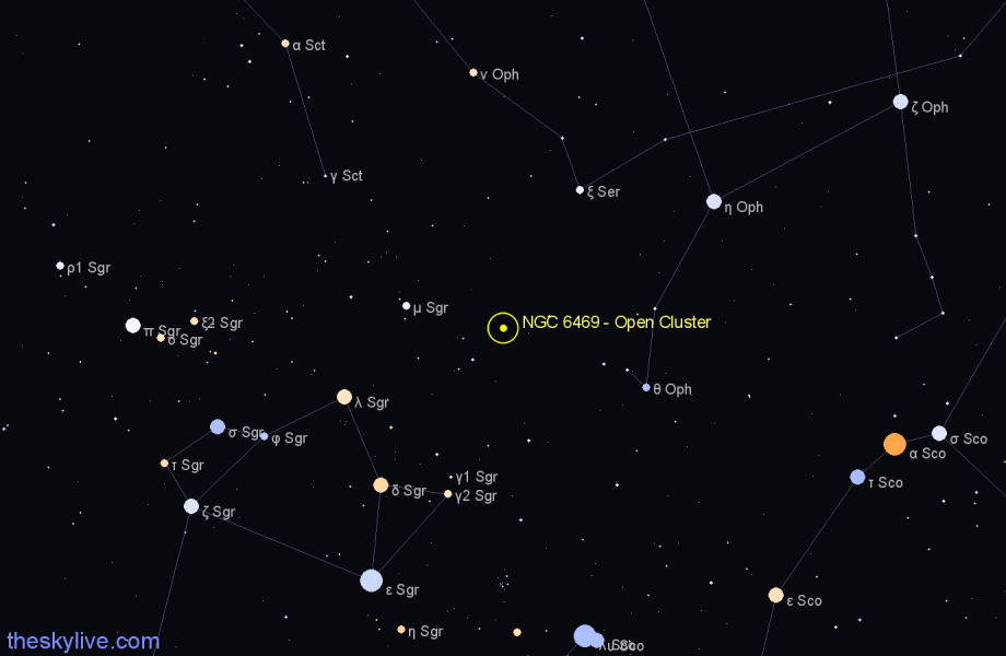 Finder chart NGC 6469 - Open Cluster in Sagittarius star