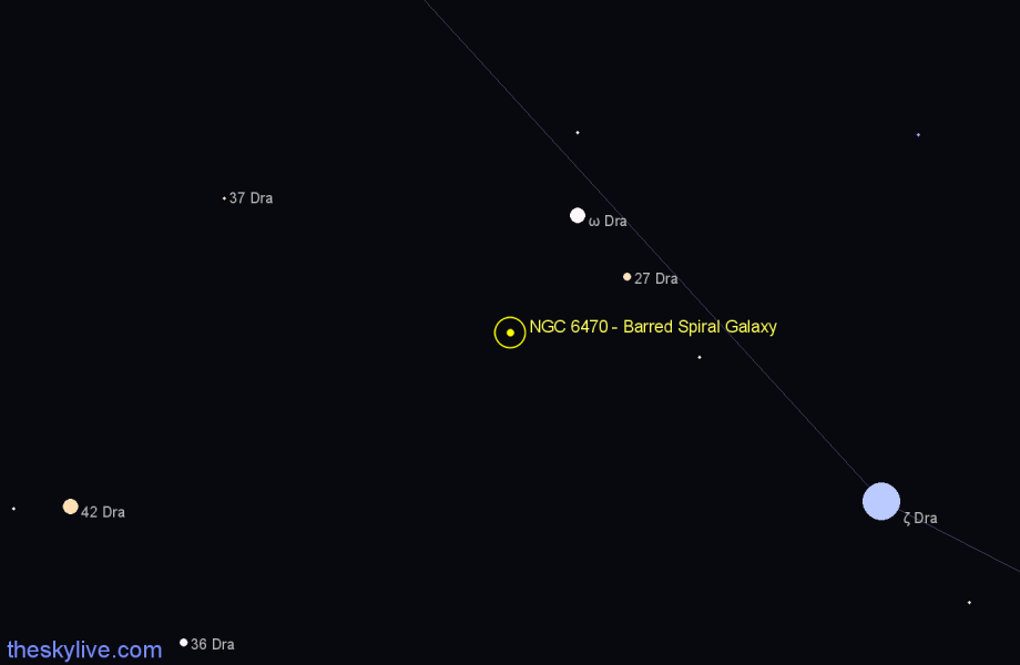 Finder chart NGC 6470 - Barred Spiral Galaxy in Draco star