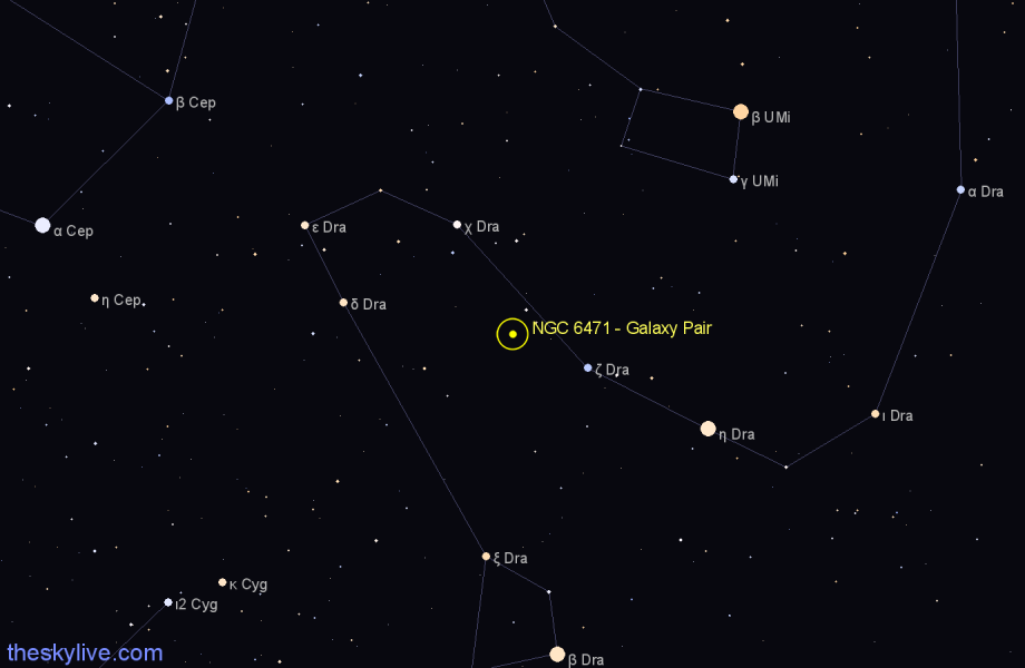 Finder chart NGC 6471 - Galaxy Pair in Draco star