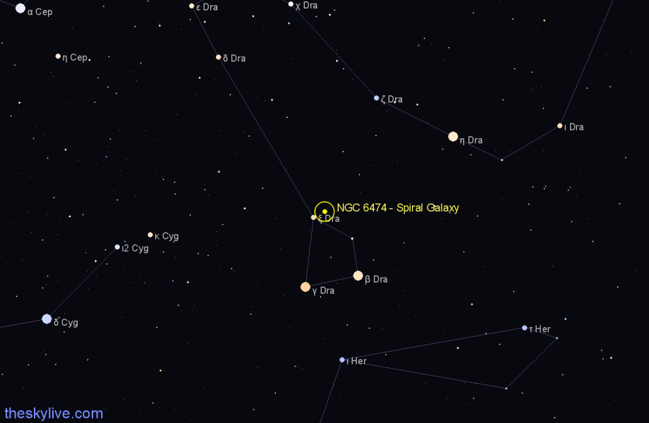 Finder chart NGC 6474 - Spiral Galaxy in Draco star