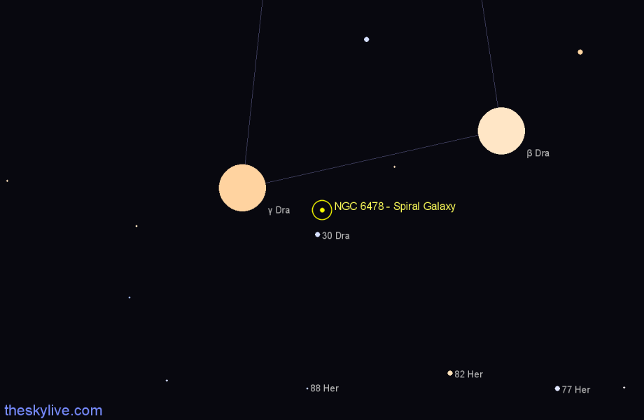 Finder chart NGC 6478 - Spiral Galaxy in Draco star