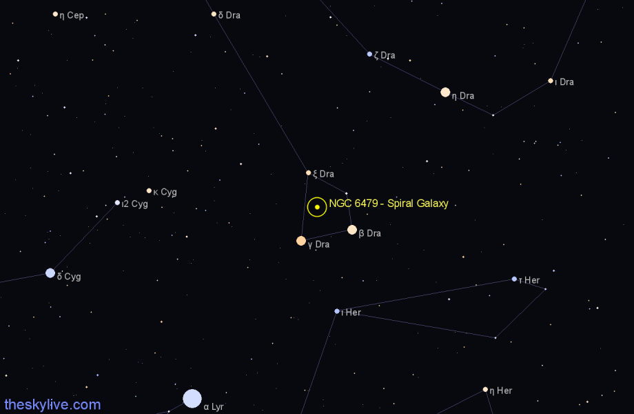 Finder chart NGC 6479 - Spiral Galaxy in Draco star