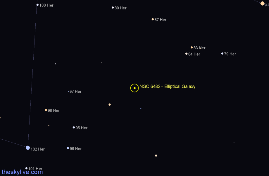 Finder chart NGC 6482 - Elliptical Galaxy in Hercules star