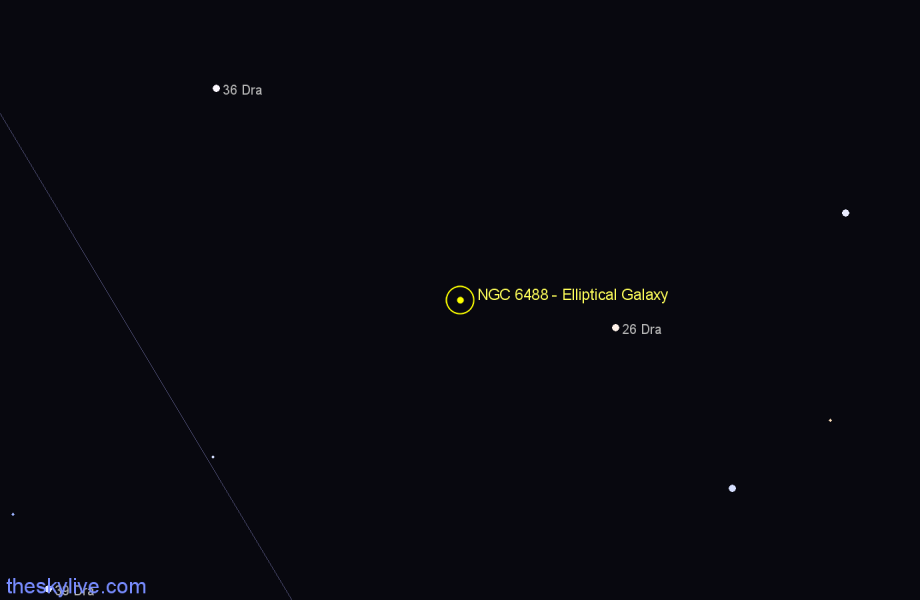 Finder chart NGC 6488 - Elliptical Galaxy in Draco star