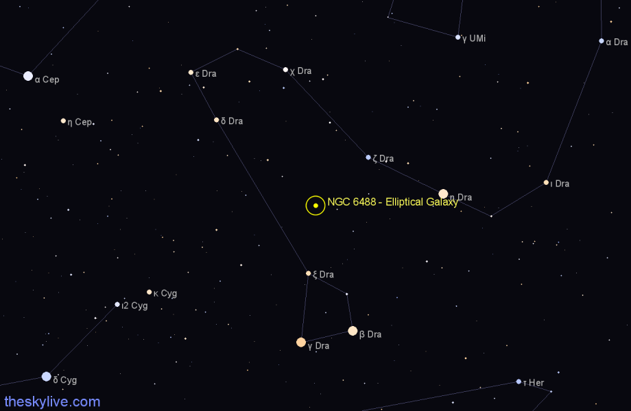 Finder chart NGC 6488 - Elliptical Galaxy in Draco star