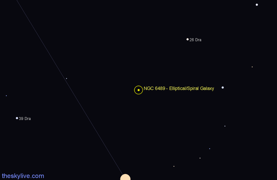 Finder chart NGC 6489 - Elliptical/Spiral Galaxy in Draco star