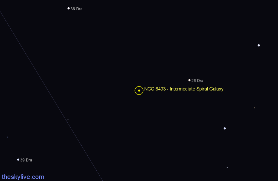 Finder chart NGC 6493 - Intermediate Spiral Galaxy in Draco star