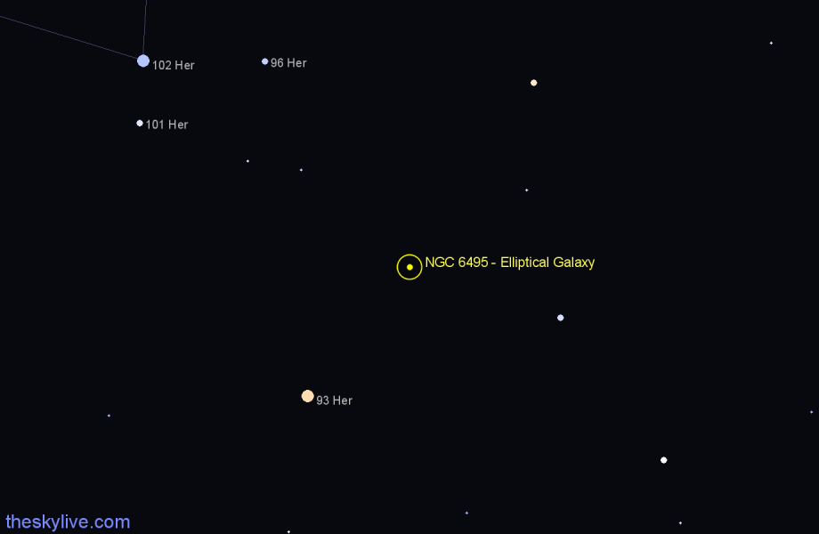 Finder chart NGC 6495 - Elliptical Galaxy in Hercules star